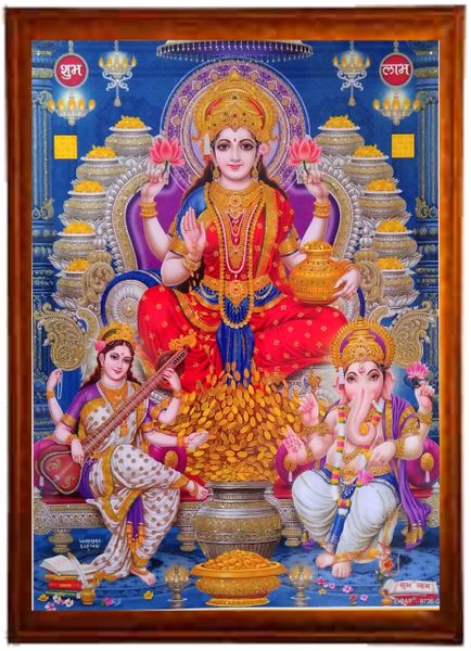 nandinistores Lord Lakshmi Ji Photo with brown Frame