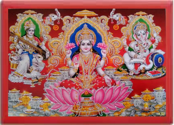 nandinistores Shri Laxmi Mata Photo with Red Frame