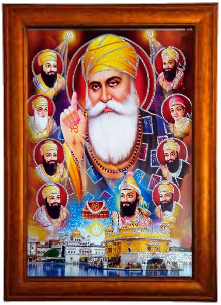 nandinistores Guru Nanak ji Photo with Brown Frame