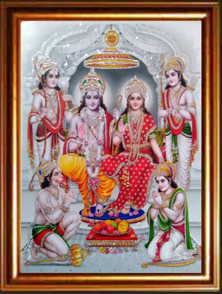 nandinistores Shri Ramsita Photo With Golden Brown Frame