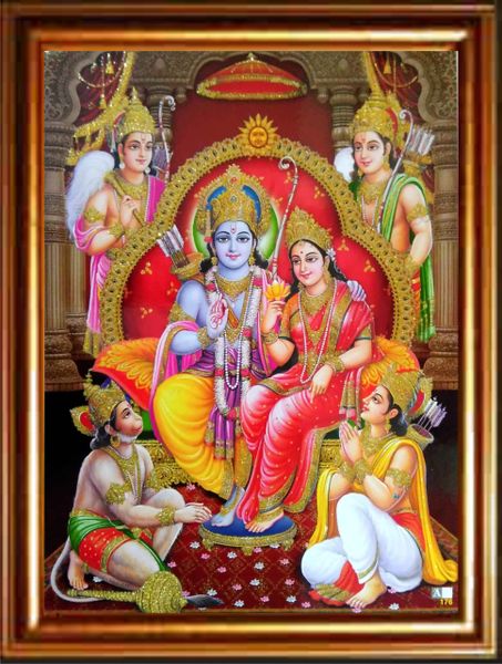 nandinistores Shri Ramsita Photo With Golden Brown Frame