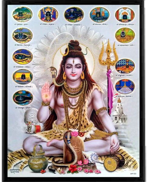 nandinistores Lord Shiv 12 Jyotirling Photo With Black Frame
