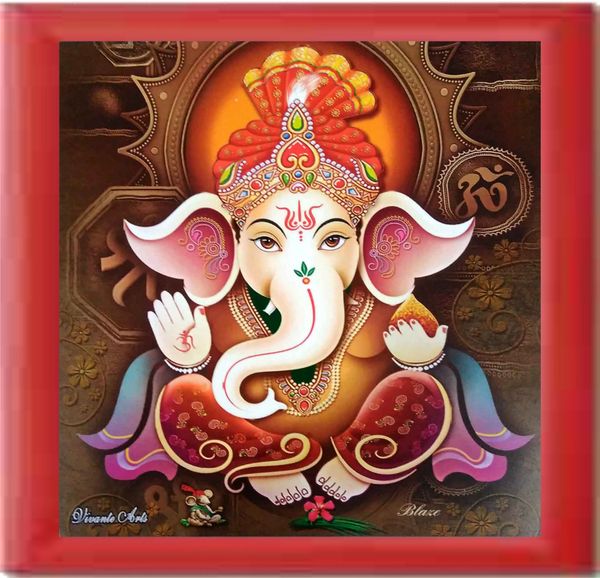 nandinistores shri Ganesh Ji Photo With red Frame