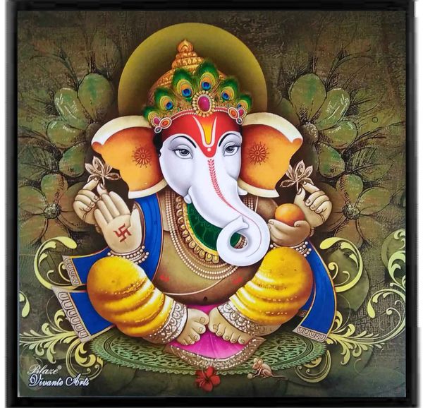 nandinistores Shri Ganesh Photo With Black Frame