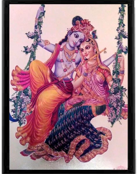 nandinistores Shri krishna & Radha photo With Black Frame