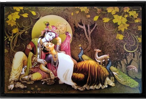 nandinistores Shree Radha & Krishna Photo With Black Frame