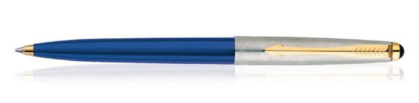 Parker Galaxy Stainless Steel Gold Trim Ball Pen - Blue Body Pack Of 4