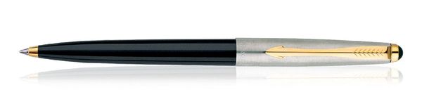 Parker Galaxy Stainless Steel Gold Trim Ball Pen - Black Body Pack Of 4