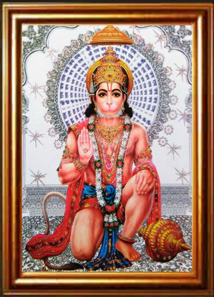 nandinistores Shri Veer Hanuman Ji (golden brown frame)