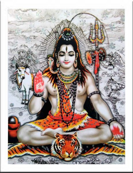 nandinistores Lord Shiv Photo With White & Golden brown Frame