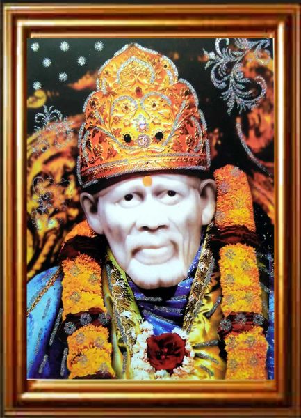 nandinistores Shri Sai Nath Maharaj Photo with White & Golden Brown Frame