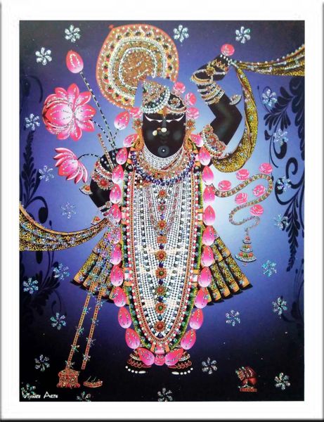 nandinistores Shrinath Ji Photo with White & Brown Frame