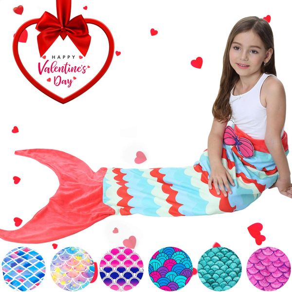 Mermaid Tail Blanket for Girls Kids Mermaid Blanket Fleece Snuggl A