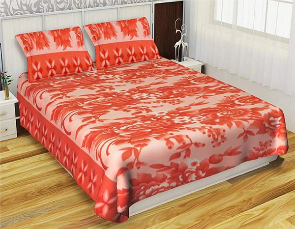 Fleece Warm Bedsheet Double Bed With 2 Pillow Covers Abstract R