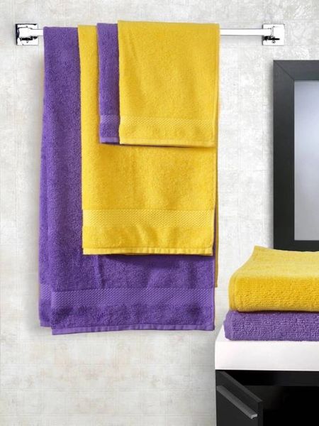 Trident Cotton 440 GSM Bath, Hand Towel Set (Pack of 4, Purple, | A ...