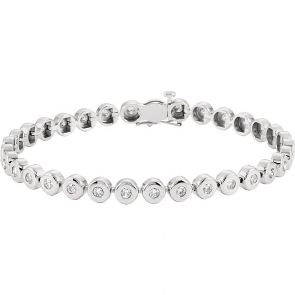 14 Karat White Gold Diamond Bezel-Set In-Line Bracelet | Ben Salomonsky ...