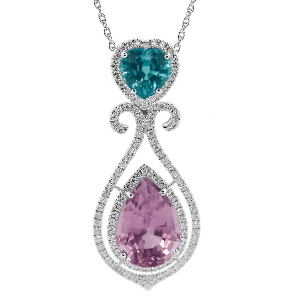 Pink Tourmaline & Diamond Heart Necklace