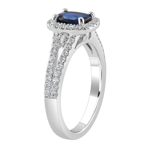 18 Karat White Gold Antique Cushion-Cut Sapphire and Diamond Split ...