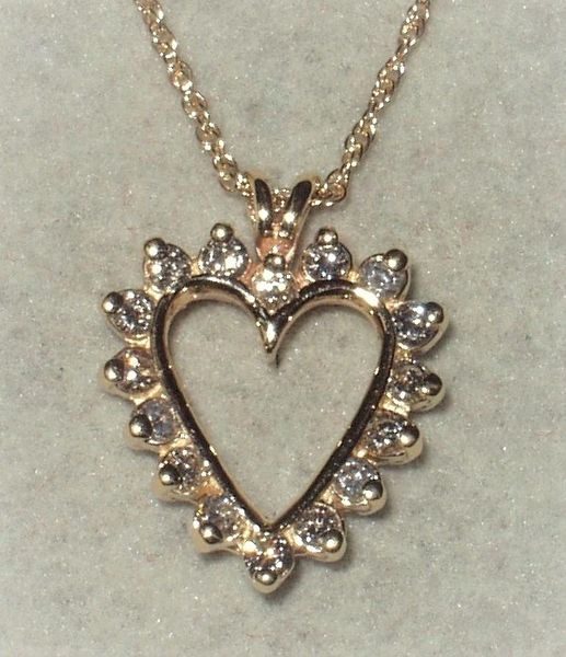 14 Karat Yellow Gold Open-Heart Diamond Pendant | Ben Salomonsky ...