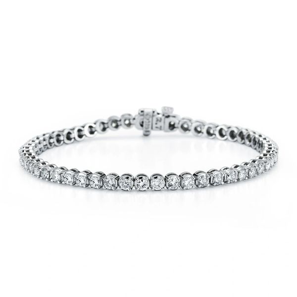 14 Karat White Gold Round Brilliant 4- Pronged Diamond Line Bracelet ...