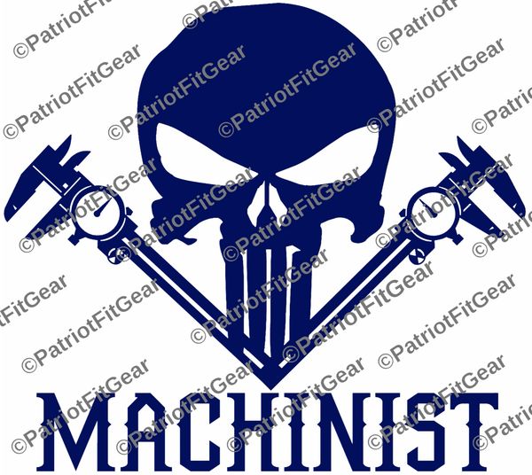 Machinist,Punisher Skull,Mechanic,Calipers,Starrett,Mill,CNC,Stickers,6