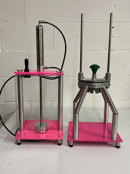 Pink pneumatic smasher, stand and slicer