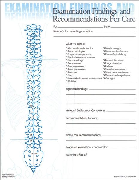 Examination Inserts (New 1-page Design for 2018) (1 x FREE* SAMPLE)