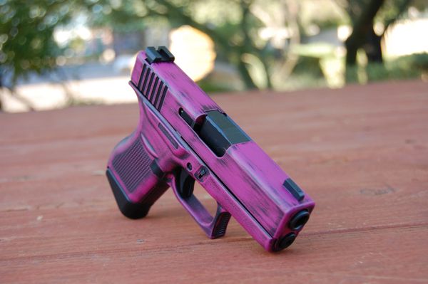 Glock 43 X-Werks distressed Sig Pink Ameriglo Hackathorn Night AZ