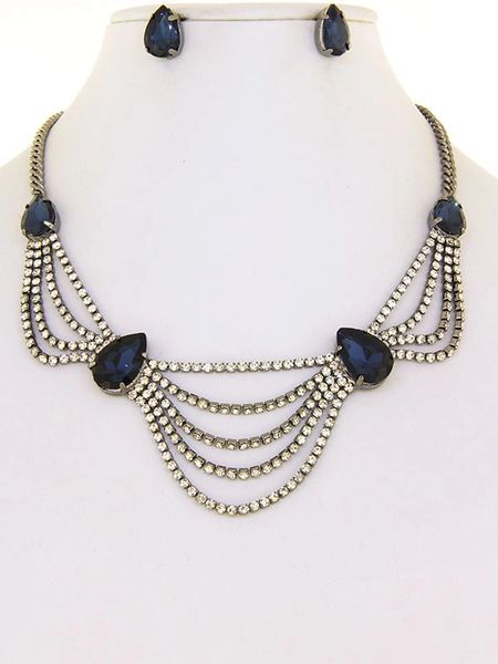 DL274066 Blue Zircon Crystal Necklace