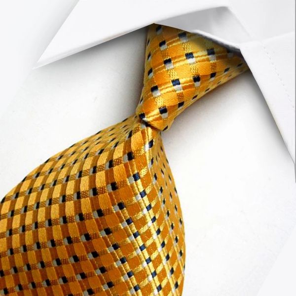 Men's Fashion Ties - Gold Checked