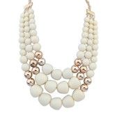 Ivory Gold Bead 3 Tier Necklace
