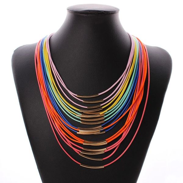 532448 Rainbow Cords Contemporary Design Necklace