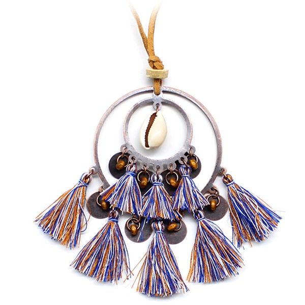 532189 Boho Tassel Charm Necklace