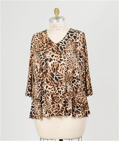 234225 Susan Graver Luscious Tiered Leopard Print Top