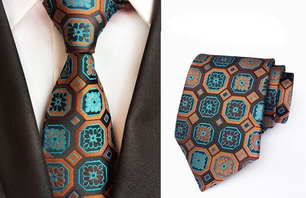 3004 Men designer Neck Tie Teal Brown