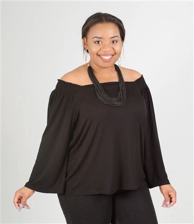 473148 Iman Cold Shoulder With Necklace PlusSize Top