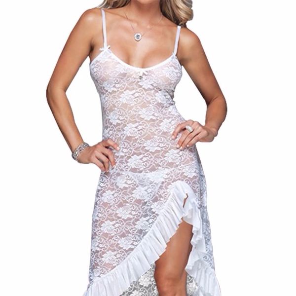 DLL1014 Lace High Ruffle Cut Dress Gown