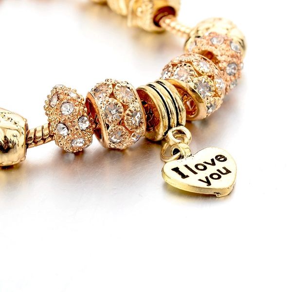 Rose Gold Charm Rhinestone Bracelet | Deares Lace