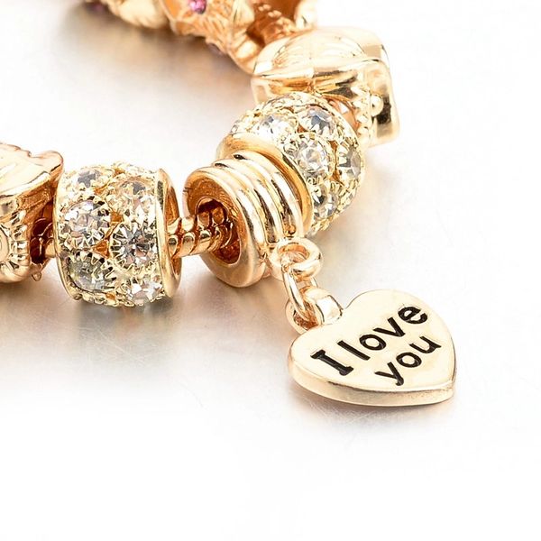 Rose Gold Charm Rhinestone Bracelet | Deares Lace