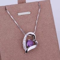 DL532647 .925 Sterling Silver Heart Pendant with purple Stone
