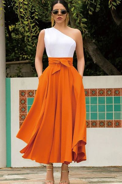 Flare Skirt with Tie Waist belt