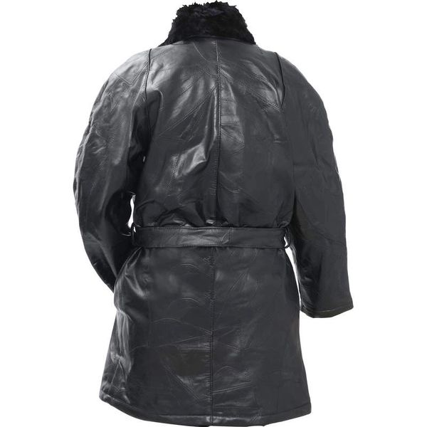 Rabbit Fur Collar Genuine Leather Jacket Coat Deares Lace