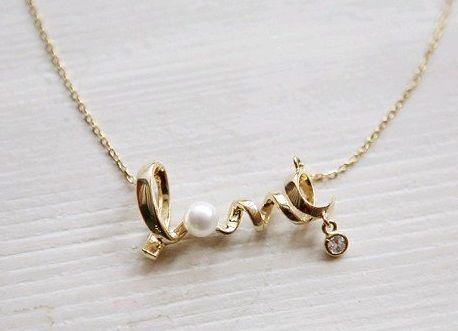 Letter Love Pearl Accent Necklace