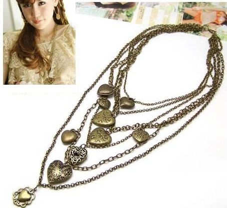 Vintage Heart Charm Locket Necklace