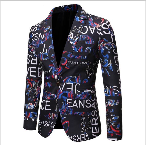 Versace Jeans Custom Letter Scroll Design Lapel Blazer