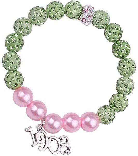 Greek Life - Pink Green Pearl Bracelet