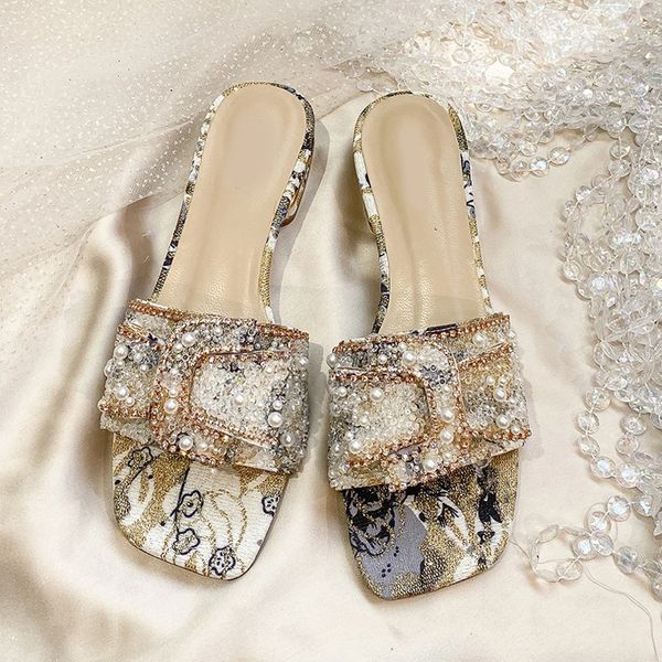 Wedding Beaded Pearl Bow Design Shoes
