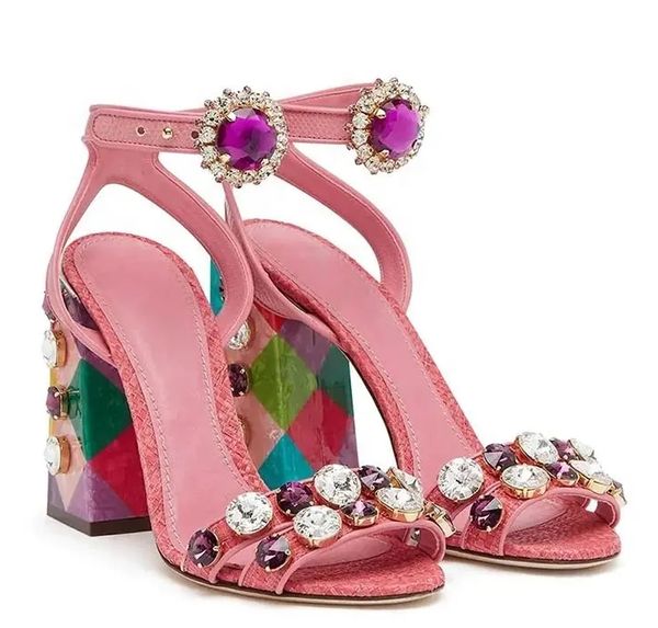 Designer Diamond Plaid Heel Embellished Sandal Style Shoes