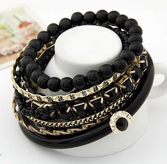 DL23508174 Gift for Girls Beaded Alloy Bangle Bracelets