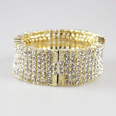 DL132602 Elegant Rhinestone Magnetic Clasp Bracelet